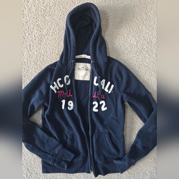 Hollister Navy Blue and Hot Pink Hoodie  Size Medium - Picture 1 of 5
